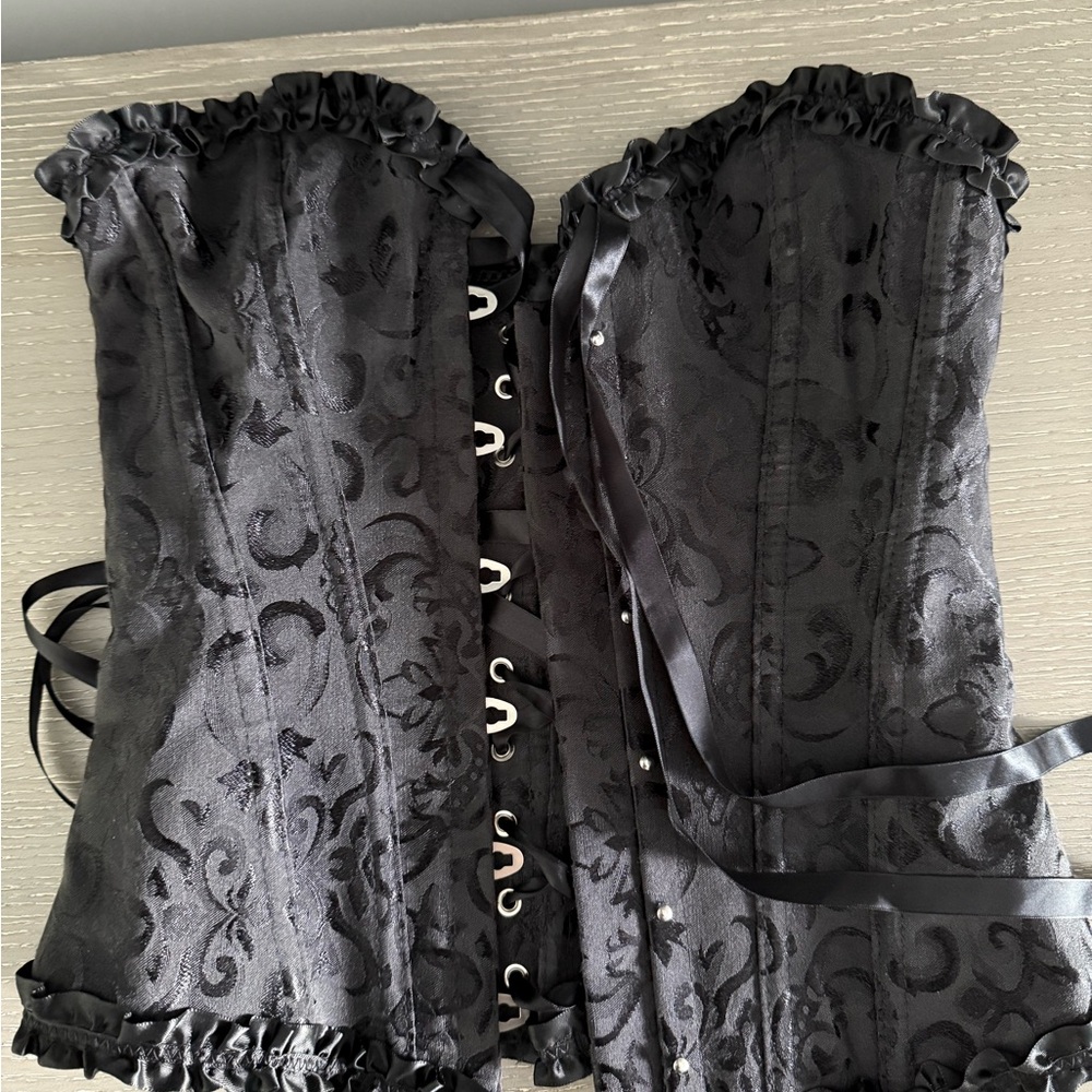 Elegant Black Corset with Lace Details